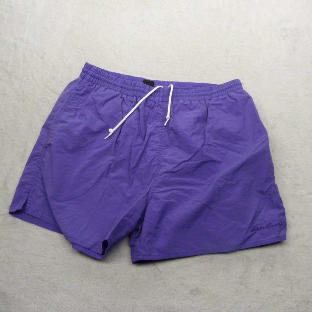 Eddie Bauer Swim Shorts Mens Medium Purple Nylon Mesh Lined Trunks Light Vintage